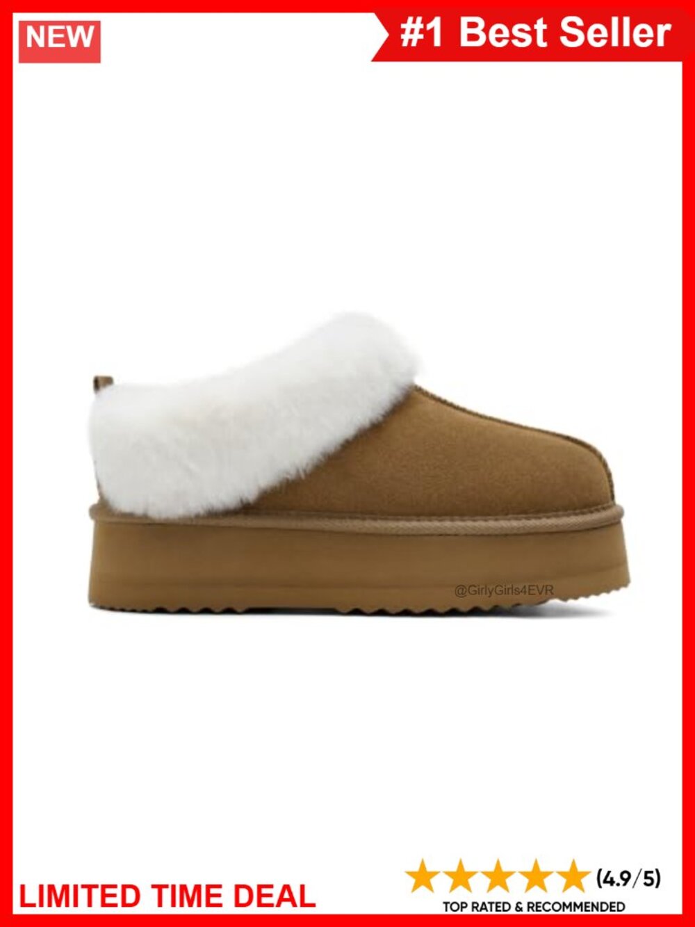 Genuine Suede Platform Ankle Snow Boots Memory Foam Slip-On Women's